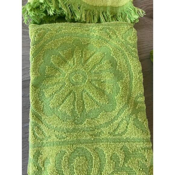 Vintage Sears Drylon Avacado Green Floral Towel Set of 6 Made in the USA - Picture 5 of 6